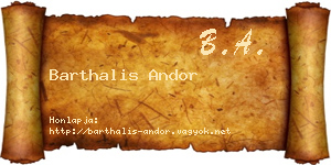 Barthalis Andor névjegykártya